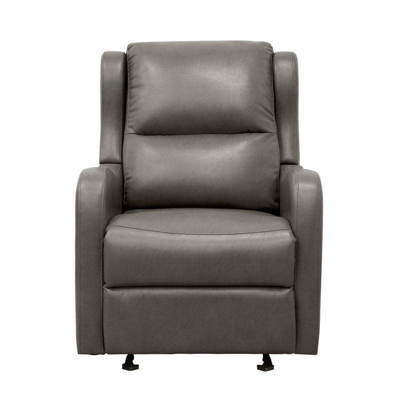 Kim Manual Glider Recliner Chair- Tab Pull- Dark Gray Faux Leather