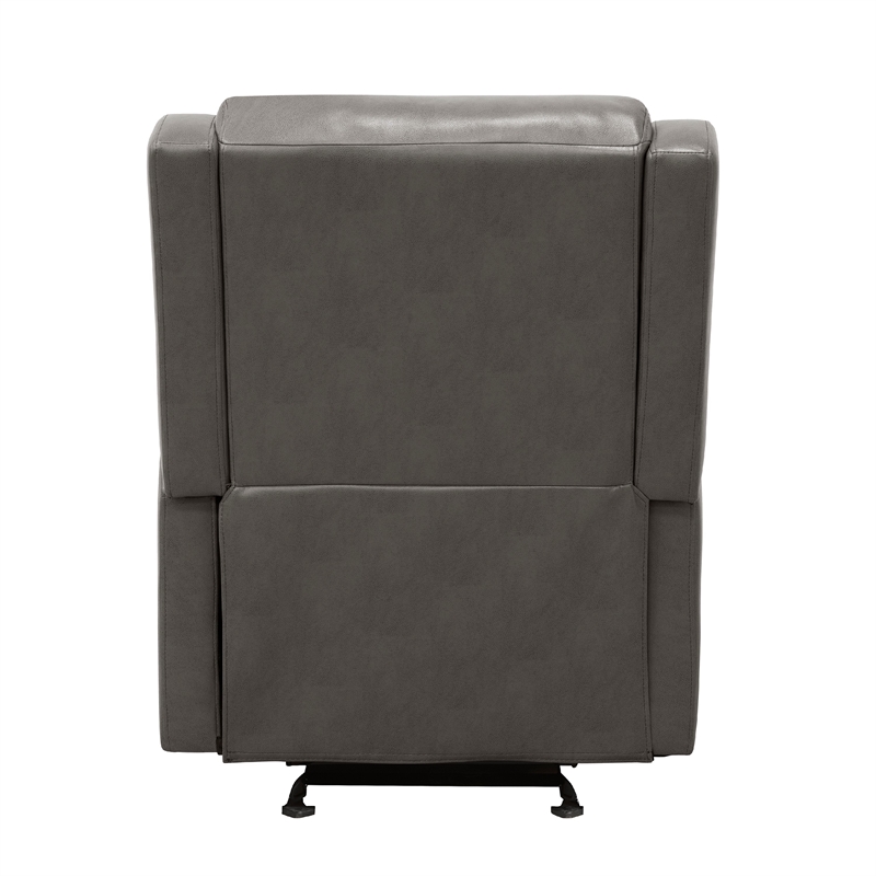 Kim Manual Glider Recliner Chair- Tab Pull- Dark Gray Faux Leather