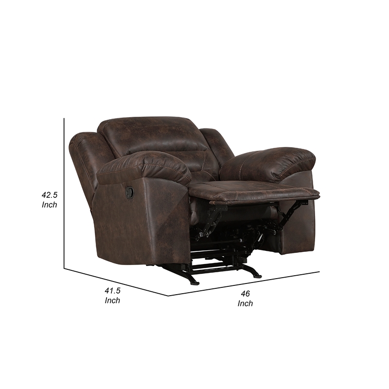 Henry Manual Rocker Recliner Chair- Pillow Tuft Dark Brown Microfiber