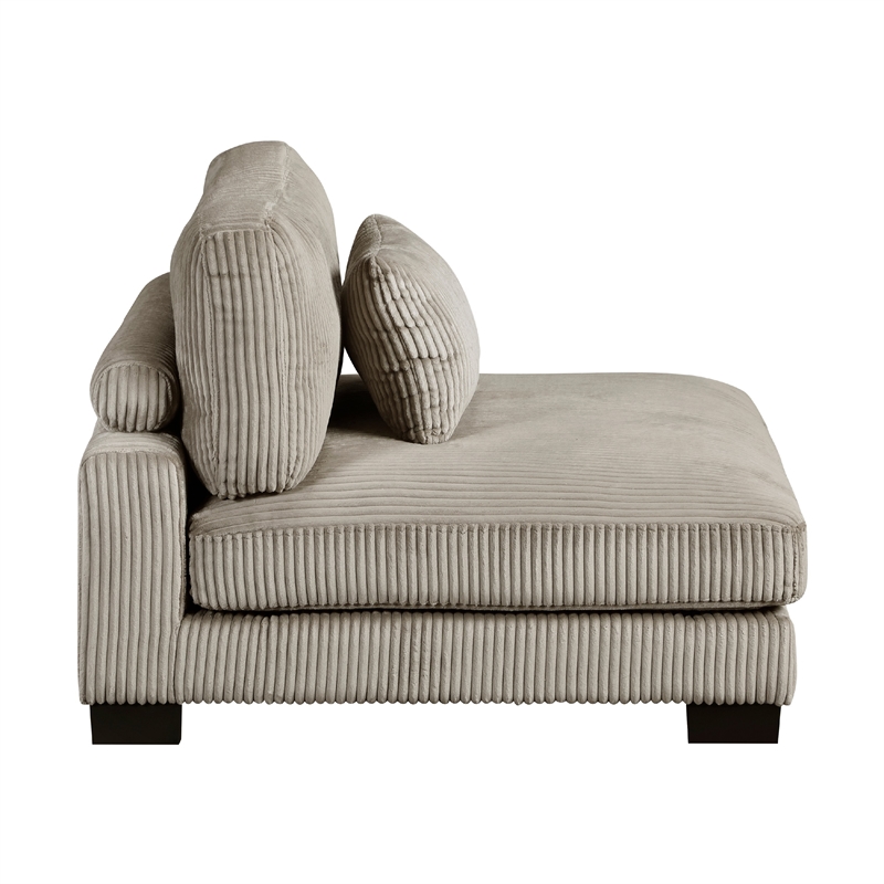 Rix Modular Armless Chair- Lumbar Pillow- Taupe Gray Corduroy- 45 Inch