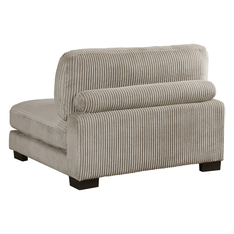 Rix Modular Armless Chair- Lumbar Pillow- Taupe Gray Corduroy- 45 Inch