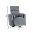 Rix Manual Swivel Glider Recliner Chair- 2 Pillows- Gray Corduroy