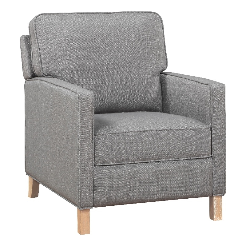 Tory Manual Push Back Recliner Chair- Light Gray- Natural Brown Wood