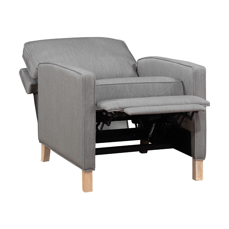 Tory Manual Push Back Recliner Chair- Light Gray- Natural Brown Wood