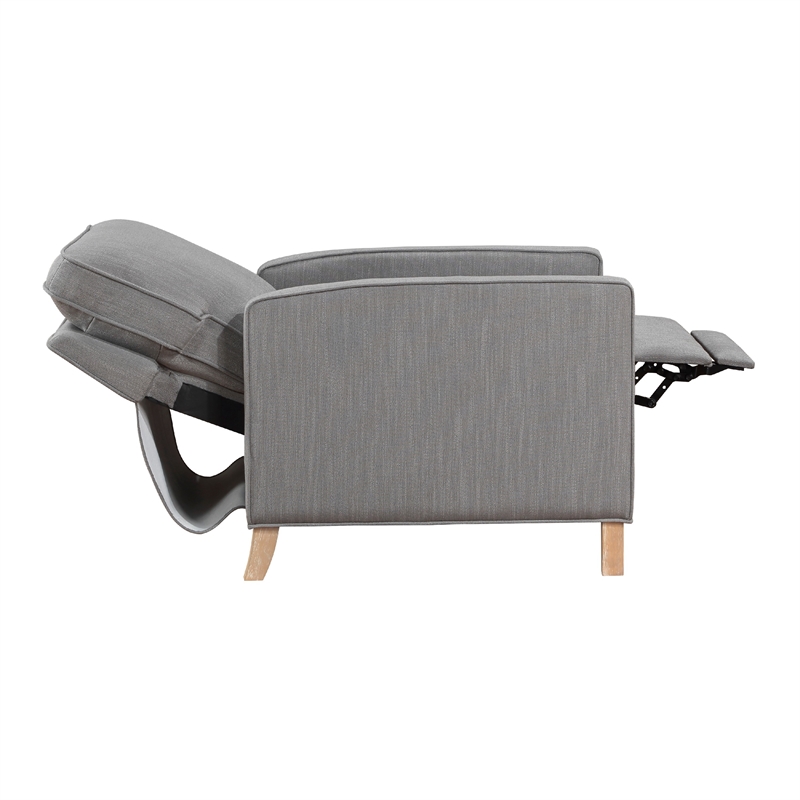 Tory Manual Push Back Recliner Chair- Light Gray- Natural Brown Wood