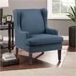 Rossana Accent Wing Armchair- Blue Polyester- Brown Wood- Nailhead
