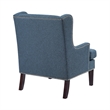 Rossana Accent Wing Armchair- Blue Polyester- Brown Wood- Nailhead