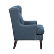 Rossana Accent Wing Armchair- Blue Polyester- Brown Wood- Nailhead
