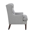 Rossana Accent Wing Armchair- Gray Polyester- Brown Wood- Nailhead