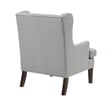 Rossana Accent Wing Armchair- Gray Polyester- Brown Wood- Nailhead