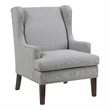 Rossana Accent Wing Armchair- Gray Polyester- Brown Wood- Nailhead
