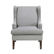 Rossana Accent Wing Armchair- Gray Polyester- Brown Wood- Nailhead