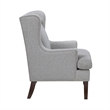 Rossana Accent Wing Armchair- Gray Polyester- Brown Wood- Nailhead