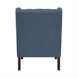 Hosanna Accent Wing Armchair- Button Tufted Blue Polyester- Brown Wood