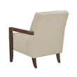 Lenie Accent Armchair- Button Tufted Beige Leather- Walnut Brown Wood