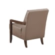 Lenie Accent Armchair- Button Tufted Brown Leather- Walnut Brown Wood