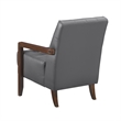Lenie Accent Armchair- Button Tufted Dark Gray Leather- Brown Wood