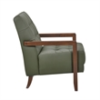 Lenie Accent Armchair- Button Tufted Green Leather- Walnut Brown Wood