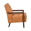 Lenie Accent Armchair- Button Tufted Orange Leather- Walnut Brown