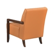 Lenie Accent Armchair- Button Tufted Orange Leather- Walnut Brown