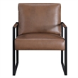 Mackie Accent Armchair- Dark Brown Faux Leather- Black Metal Frame
