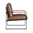 Mackie Accent Armchair- Dark Brown Faux Leather- Black Metal Frame