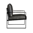 Mackie Accent Armchair- Dark Gray Faux Leather- Black Metal Frame