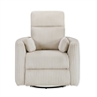Rix Swivel Glider Recliner Chair w 2 Lumbar Pillows- Beige Corduroy