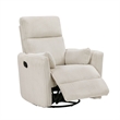 Rix Swivel Glider Recliner Chair w 2 Lumbar Pillows- Beige Corduroy