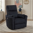Rix Swivel Glider Recliner Chair w 2 Lumbar Pillows- Black Corduroy