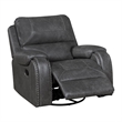 Dean Swivel Recliner Chair- Pillow Tufted Gray Faux Leather