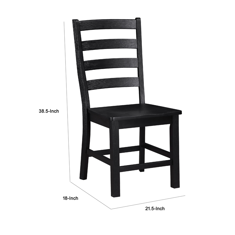 Reddy Side Chair Set of 2- Ladder Back Farmhouse Style- Black Wood