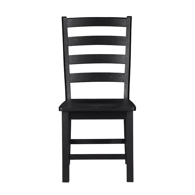 Reddy Side Chair Set of 2- Ladder Back Farmhouse Style- Black Wood