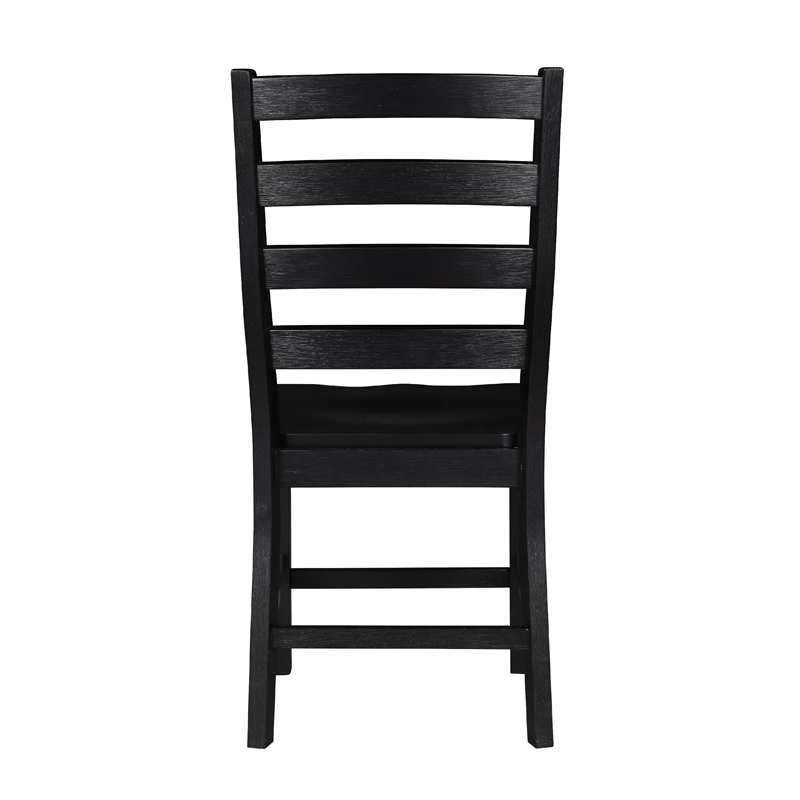 Reddy Side Chair Set of 2- Ladder Back Farmhouse Style- Black Wood