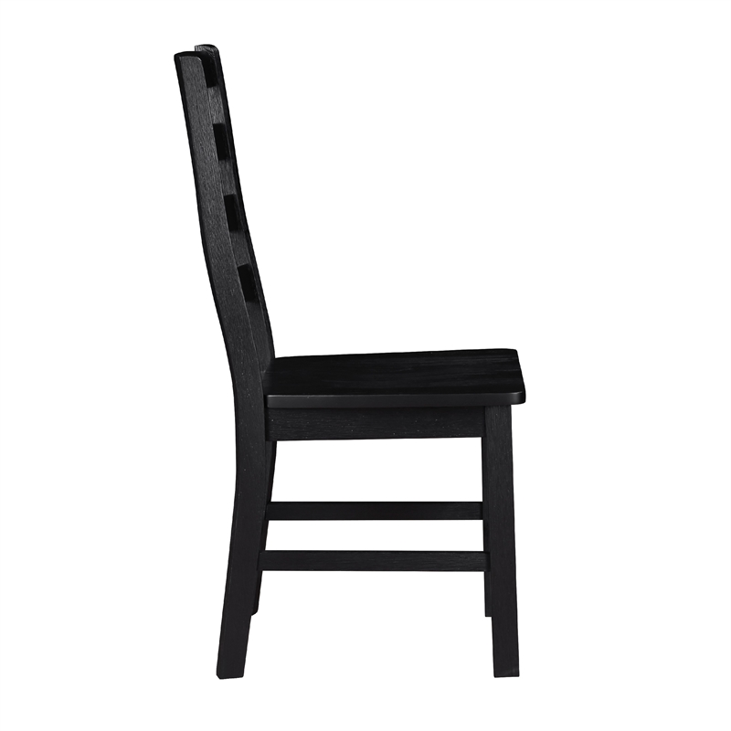 Reddy Side Chair Set of 2- Ladder Back Farmhouse Style- Black Wood
