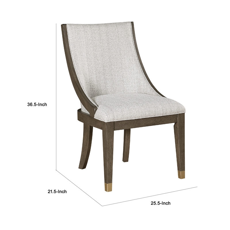 Greta Armchair Set of 2- Semi Deconstructed Gold Metal- Beige Fabric