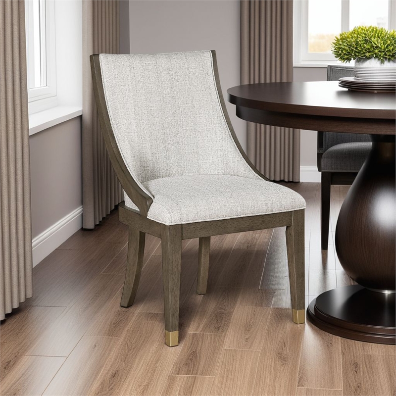 Greta Armchair Set of 2- Semi Deconstructed Gold Metal- Beige Fabric