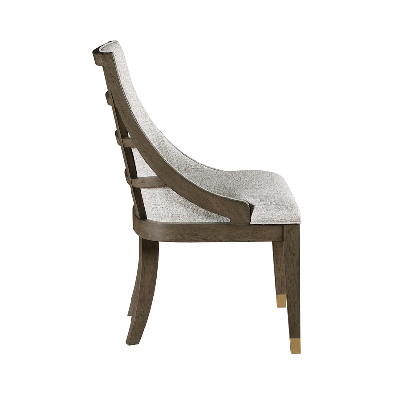 Greta Armchair Set of 2- Semi Deconstructed Gold Metal- Beige Fabric