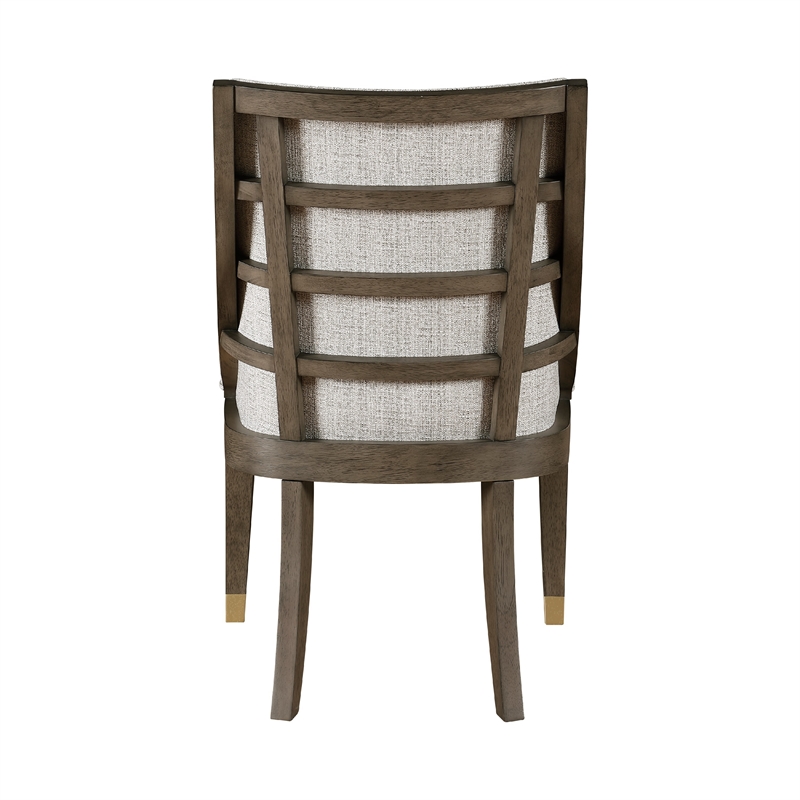 Greta Armchair Set of 2- Semi Deconstructed Gold Metal- Beige Fabric