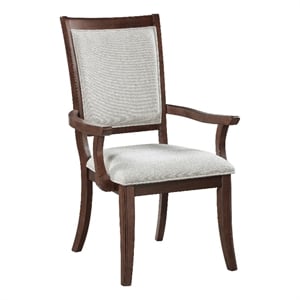 Jenie Armchair Set of 2- Dark Walnut Inlay Cherry Wood- Beige Fabric