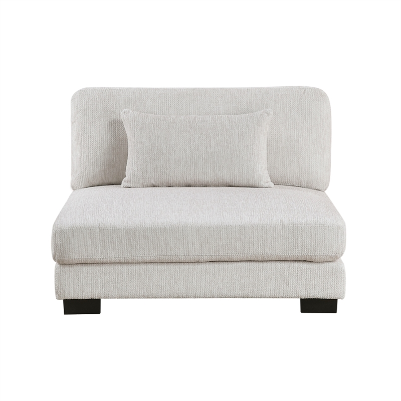 Liny Modular Armless Chair- 1 Pillow- Beige Microfiber- Black