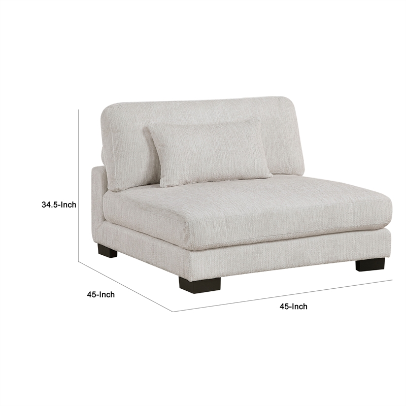 Liny Modular Armless Chair- 1 Pillow- Beige Microfiber- Black
