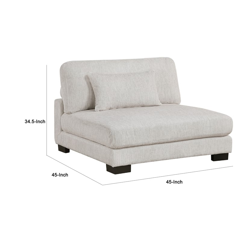 Liny Modular Armless Chair- 1 Pillow- Beige Microfiber- Black