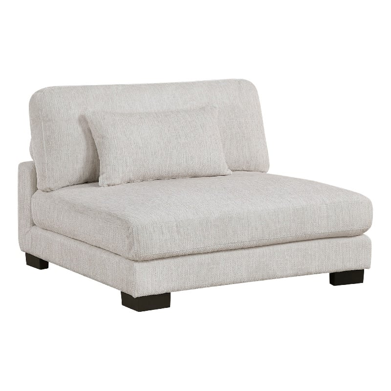 Liny Modular Armless Chair- 1 Pillow- Beige Microfiber- Black