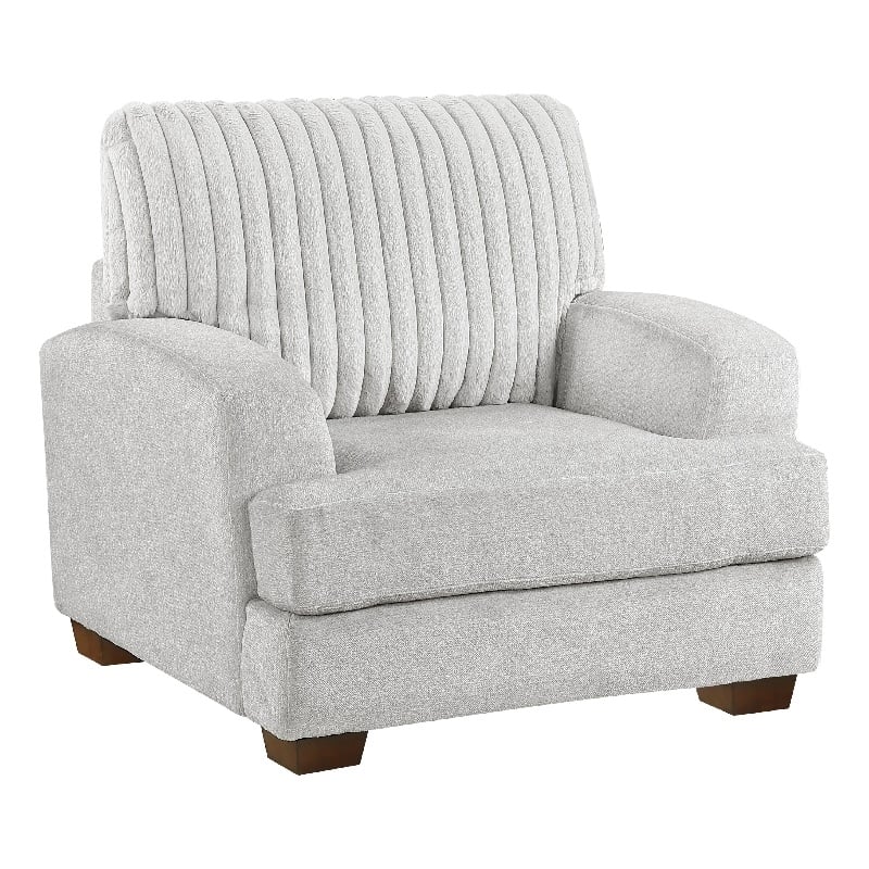 Witz Accent Armchair- Ribbed Texture Light Gray Corduroy Back