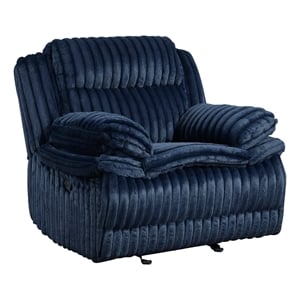 Rexy Manual Glider Reclining Chair- Textured Blue Corduroy- Solid Wood