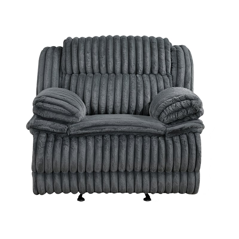 Rexy Manual Glider Reclining Chair- Textured Dark Gray Corduroy