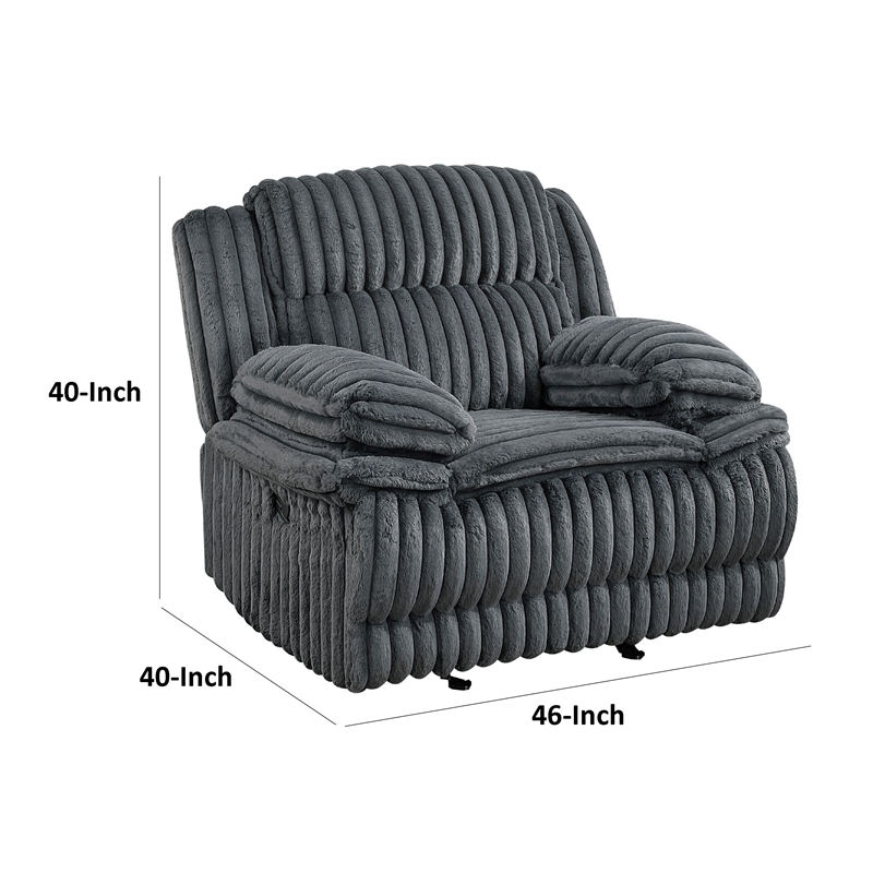 Rexy Manual Glider Reclining Chair- Textured Dark Gray Corduroy