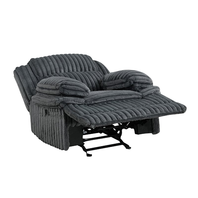 Rexy Manual Glider Reclining Chair- Textured Dark Gray Corduroy