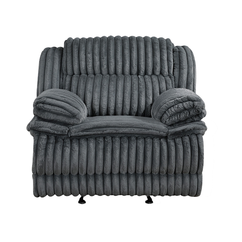 Rexy Manual Glider Reclining Chair- Textured Dark Gray Corduroy